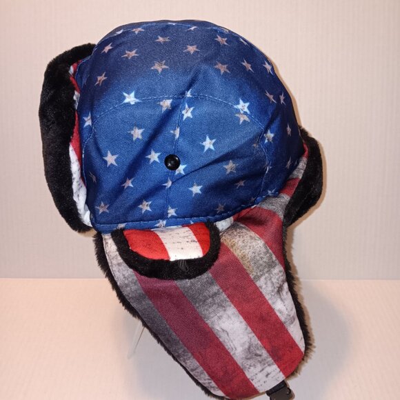 SA COMPANY FAUX FUR AMERICAN FLAG TRAPPER HAT - Picture 12 of 15